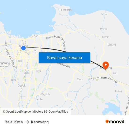 Balai Kota to Karawang map