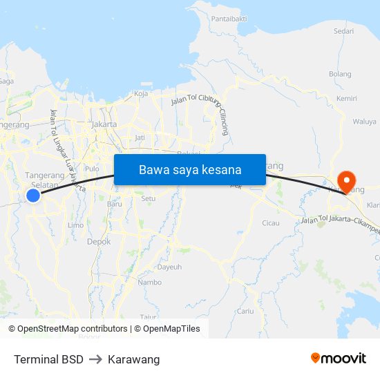 Terminal BSD to Karawang map