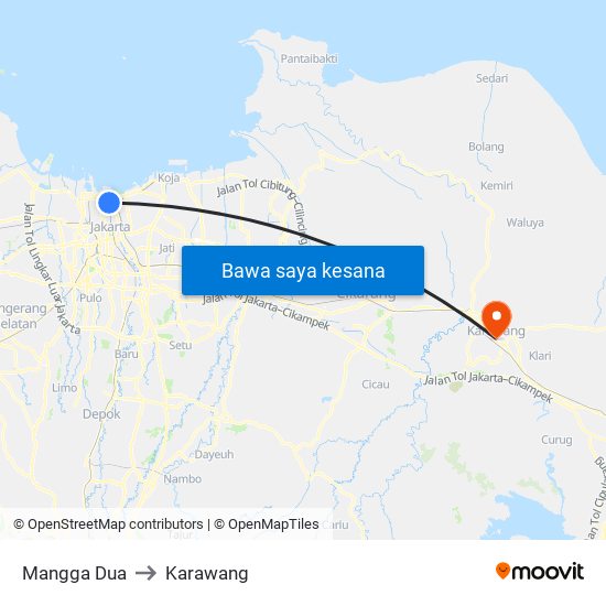 Mangga Dua to Karawang map