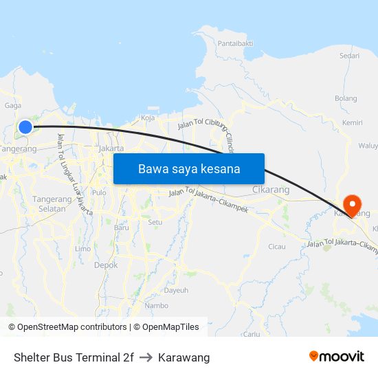 Shelter Bus Terminal 2f to Karawang map