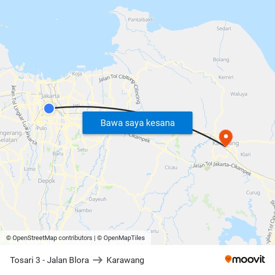 Tosari 3 - Jalan Blora to Karawang map