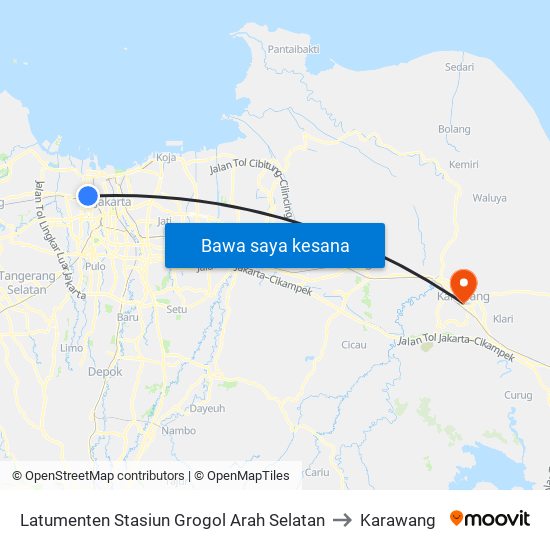 Latumenten Stasiun Grogol Arah Selatan to Karawang map