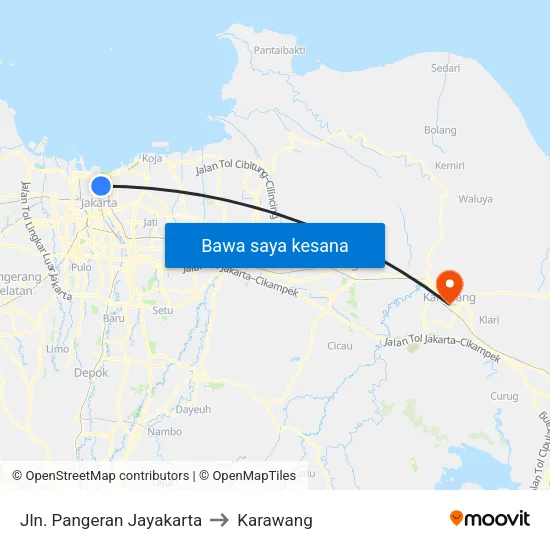 Jln. Pangeran Jayakarta to Karawang map