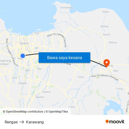 Rengas to Karawang map