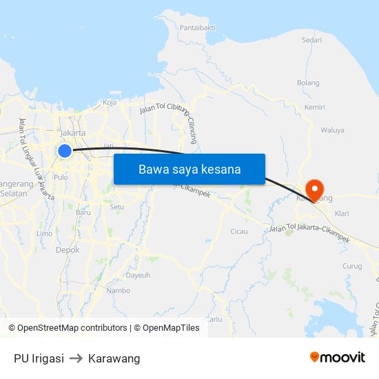 PU Irigasi to Karawang map