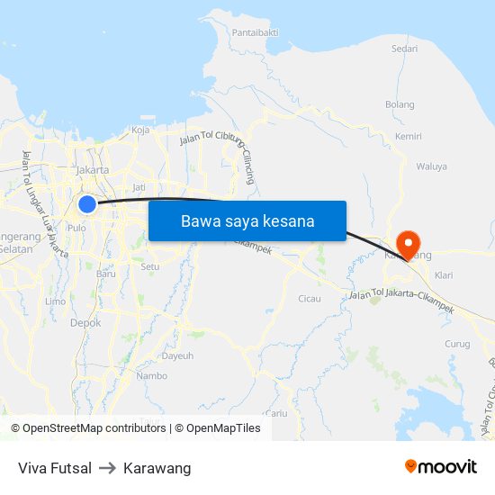 Viva Futsal to Karawang map