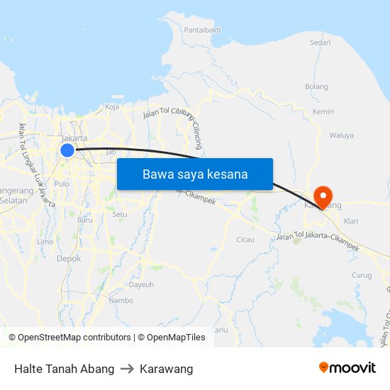 Halte Tanah Abang to Karawang map