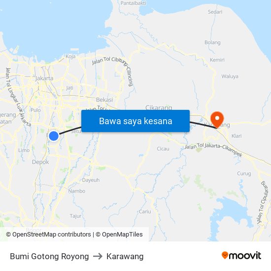 Bumi Gotong Royong to Karawang map
