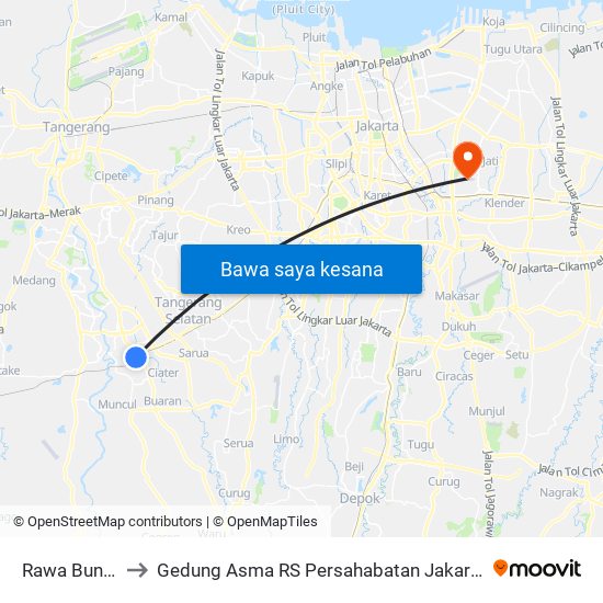 Rawa Buntu to Gedung Asma RS Persahabatan Jakarta map