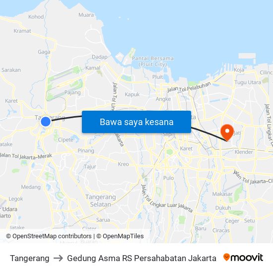 Tangerang to Gedung Asma RS Persahabatan Jakarta map