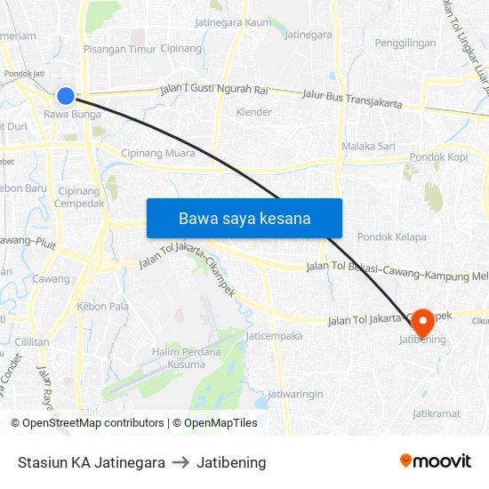 Stasiun KA Jatinegara to Jatibening map
