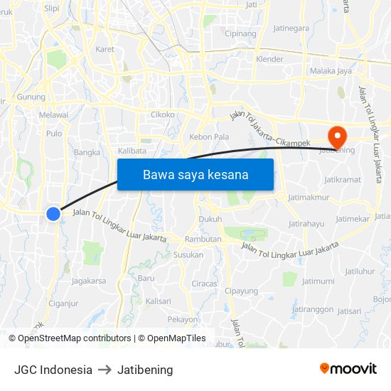 JGC Indonesia to Jatibening map