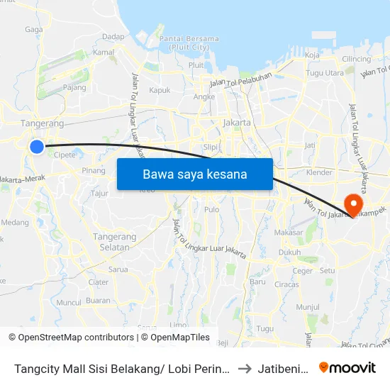 Tangcity Mall Sisi Belakang/ Lobi Perintis to Jatibening map