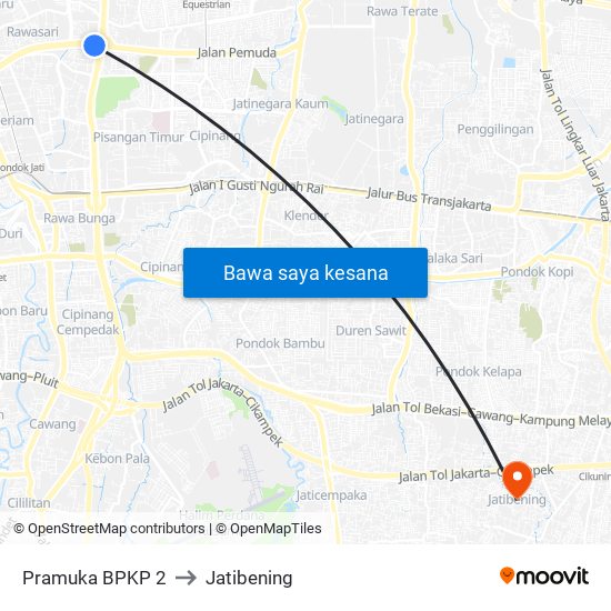 Pramuka BPKP 2 to Jatibening map