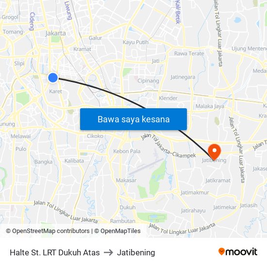 Halte St. LRT Dukuh Atas to Jatibening map