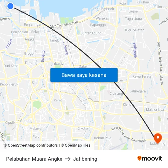 Pelabuhan Muara Angke to Jatibening map