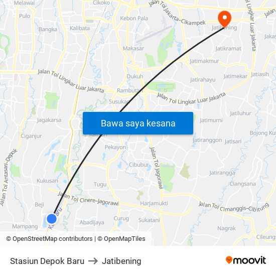 Stasiun Depok Baru to Jatibening map