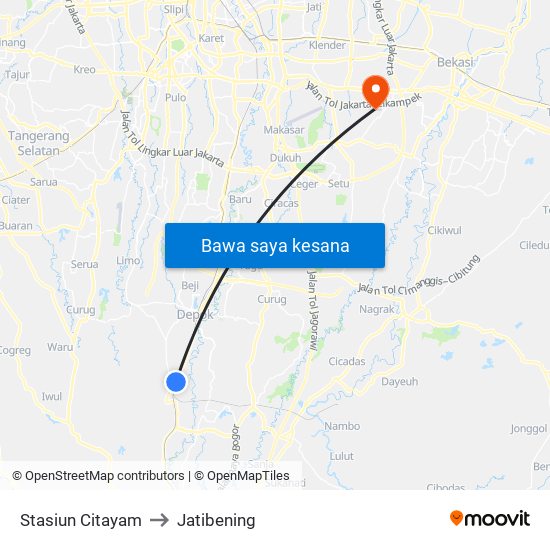 Stasiun Citayam to Jatibening map