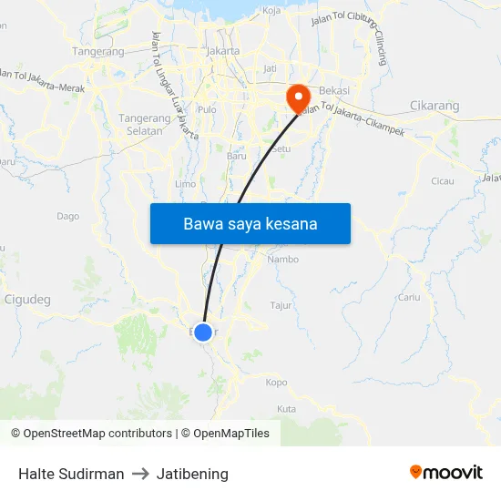 Halte Sudirman to Jatibening map