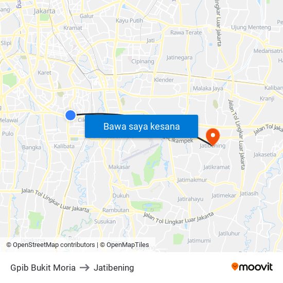 Gpib Bukit Moria to Jatibening map