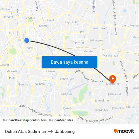 Dukuh Atas Sudirman to Jatibening map