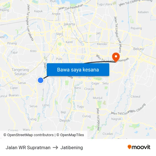 Jalan WR Supratman to Jatibening map