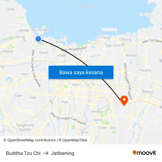 Buddha Tzu Chi to Jatibening map