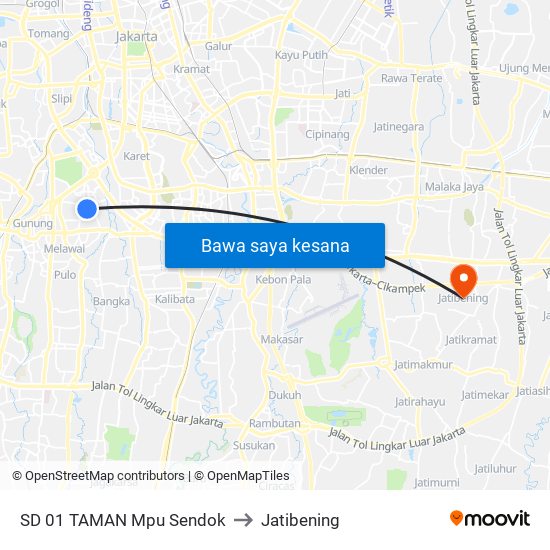 SD 01 TAMAN Mpu Sendok to Jatibening map