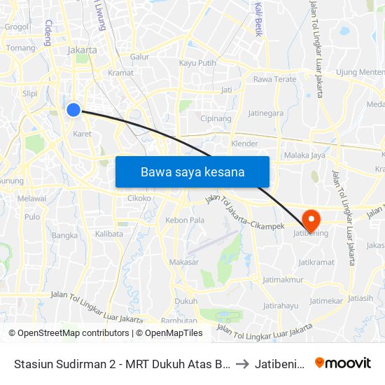 Stasiun Sudirman 2 - MRT Dukuh Atas BNI to Jatibening map