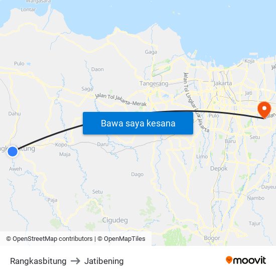 Rangkasbitung to Jatibening map