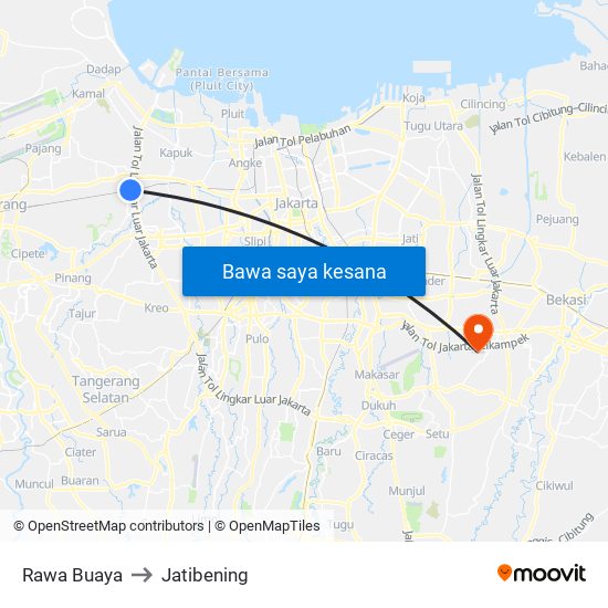 Rawa Buaya to Jatibening map