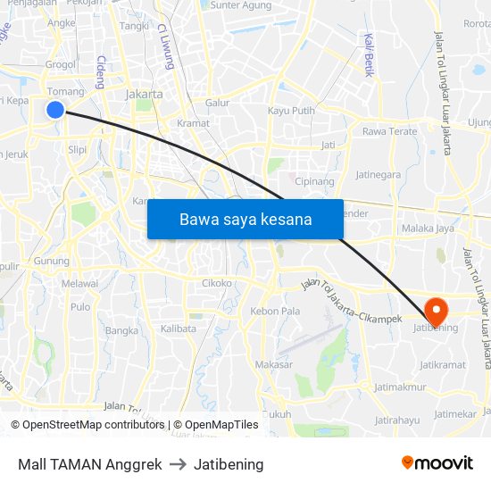 Mall TAMAN Anggrek to Jatibening map