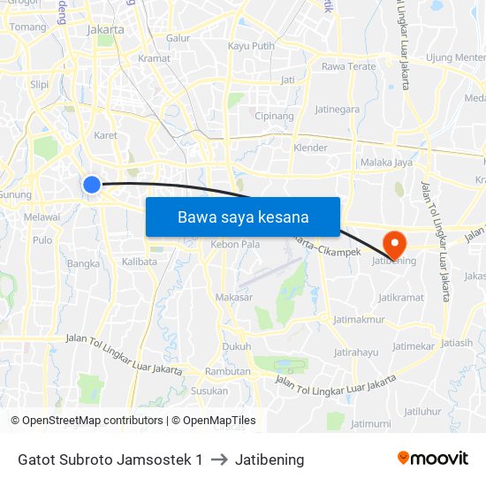 Gatot Subroto Jamsostek 1 to Jatibening map