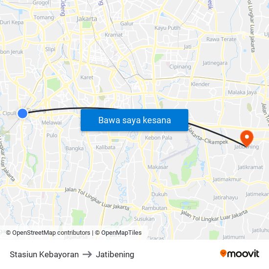 Stasiun Kebayoran to Jatibening map