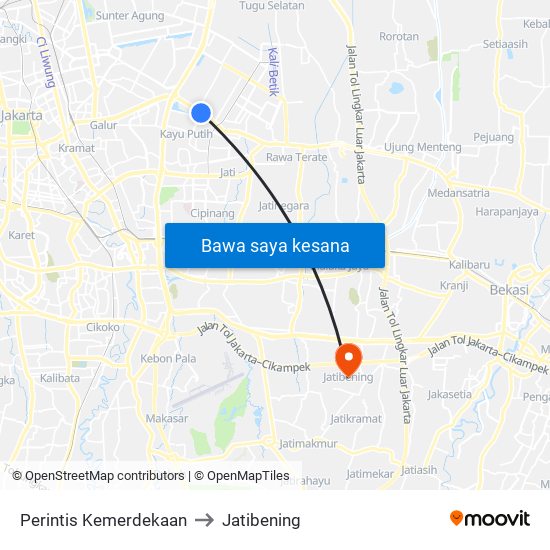 Perintis Kemerdekaan to Jatibening map