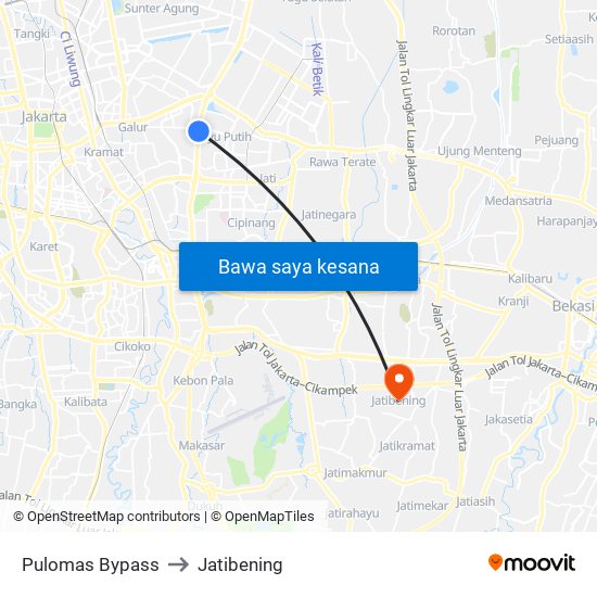 Pulomas Bypass to Jatibening map