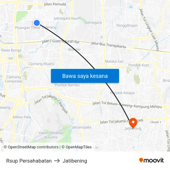 Rsup Persahabatan to Jatibening map