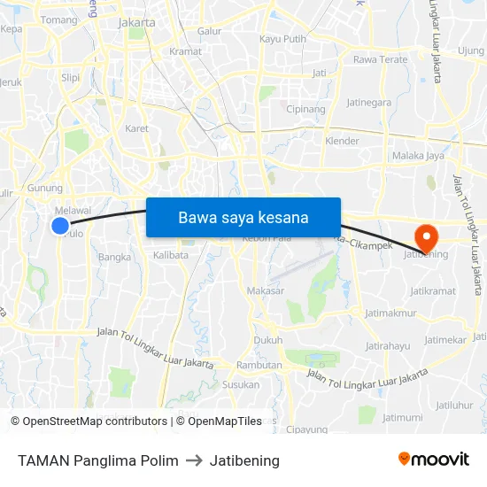 TAMAN Panglima Polim to Jatibening map