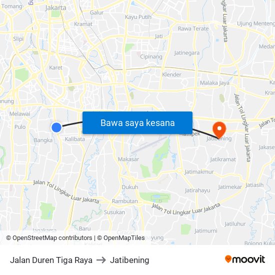 Jalan Duren Tiga Raya to Jatibening map