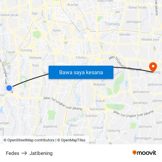 Fedex to Jatibening map