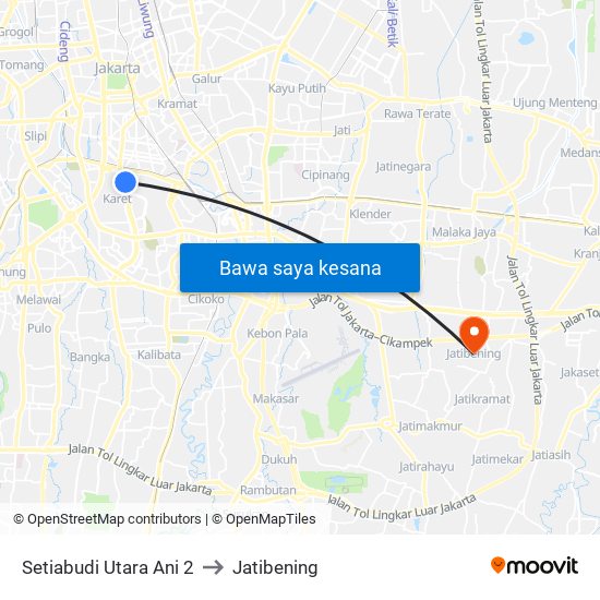 Setiabudi Utara Ani 2 to Jatibening map