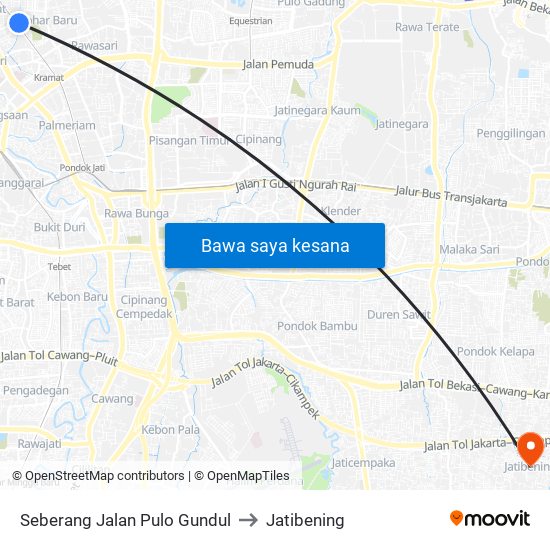 Seberang Jalan Pulo Gundul to Jatibening map