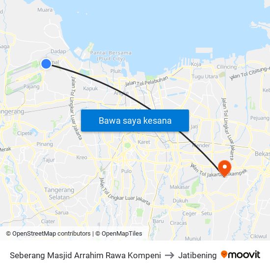 Seberang Masjid Arrahim Rawa Kompeni to Jatibening map