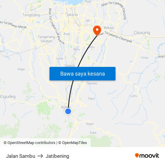 Jalan Sambu to Jatibening map