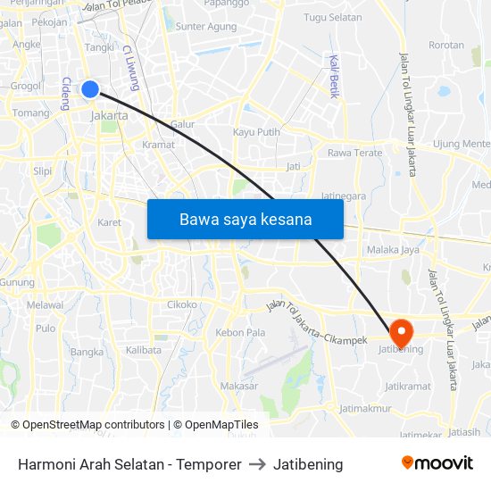 Harmoni Arah Selatan - Temporer to Jatibening map