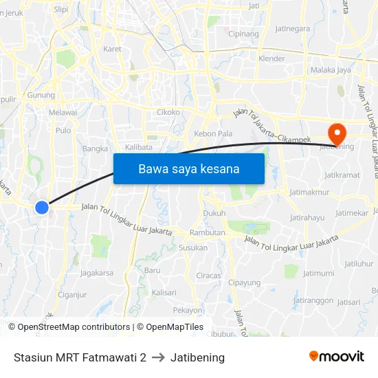 Stasiun MRT Fatmawati 2 to Jatibening map