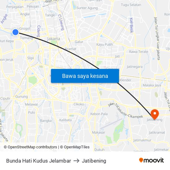 Bunda Hati Kudus Jelambar to Jatibening map