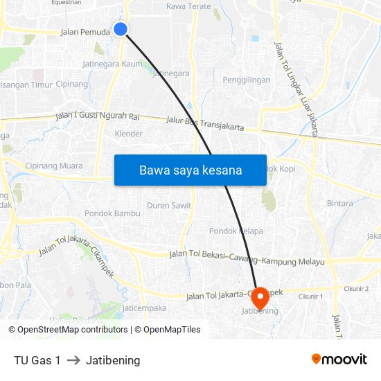 TU Gas 1 to Jatibening map