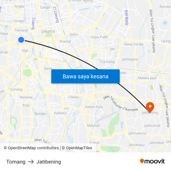 Tomang to Jatibening map
