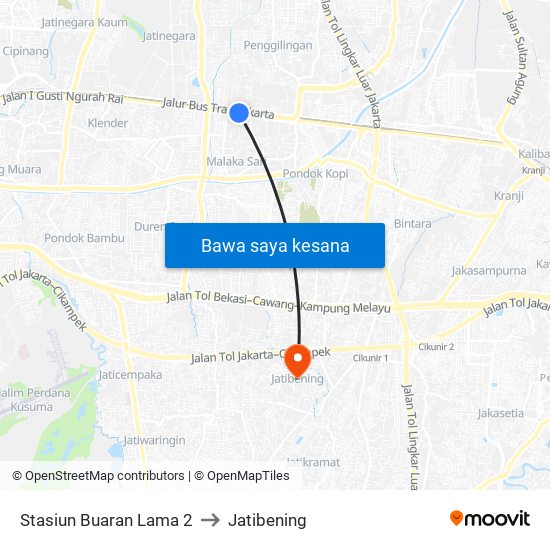 Stasiun Buaran Lama 2 to Jatibening map